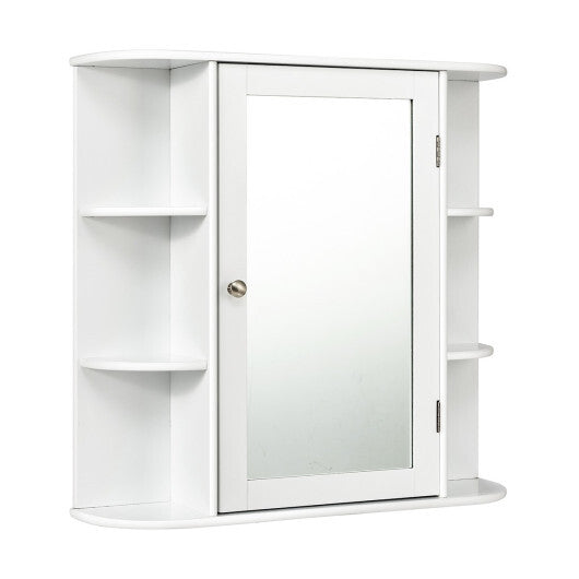 Multipurpose Mount Wall Mirror Bathroom Storage Cabinet-White