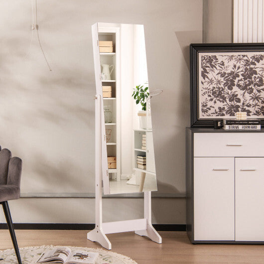 Freestanding Jewelry Cabinet with Full Length HD Mirror-Black