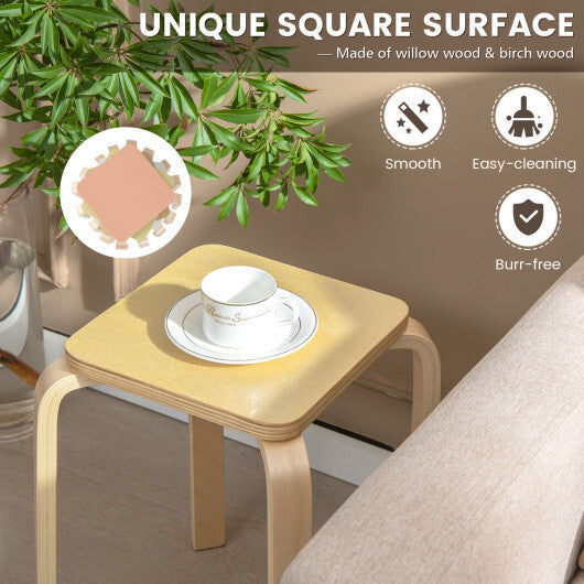 Set of 4 Colorful Square Stools with Anti-slip Felt Mats-Multicolor - Color: Multicolor W2B