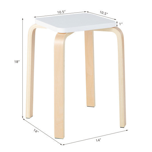 Set of 4 Colorful Square Stools with Anti-slip Felt Mats-Multicolor - Color: Multicolor W2B