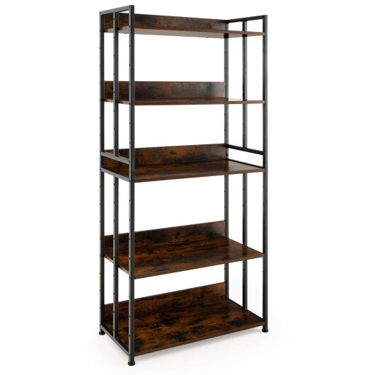 3/5-Tier Industrial Bookshelf Storage Shelf Display Rack with Adjustable Shelves-3-Tier W2B