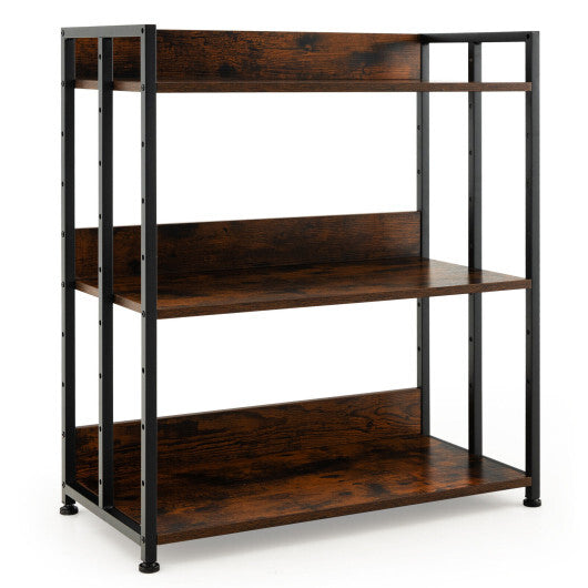 3/5-Tier Industrial Bookshelf Storage Shelf Display Rack with Adjustable Shelves-3-Tier W2B