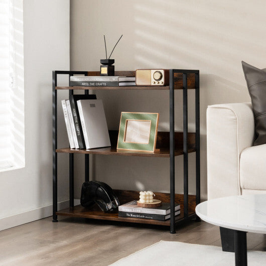 3/5-Tier Industrial Bookshelf Storage Shelf Display Rack with Adjustable Shelves-3-Tier W2B