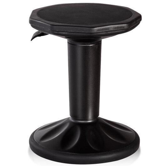 Adjustable Active Learning Stool Sitting Home Office Wobble Chair with Cushion Seat -Black W2B