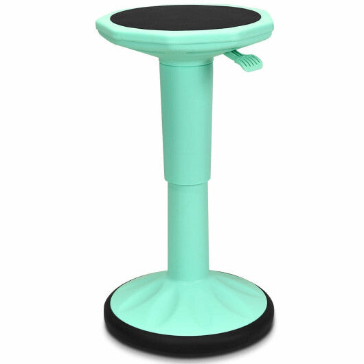 Adjustable Active Learning Stool Sitting Home Office Wobble Chair with Cushion Seat -Green - Color: Green W2B