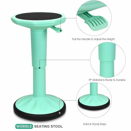 Adjustable Active Learning Stool Sitting Home Office Wobble Chair with Cushion Seat -Green - Color: Green W2B