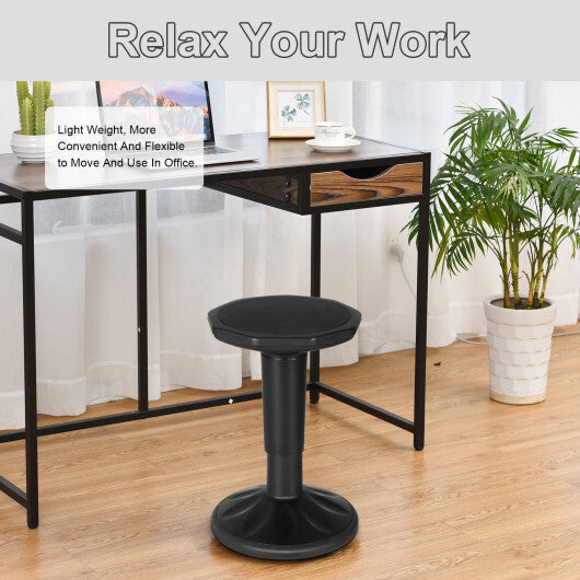 Adjustable Active Learning Stool Sitting Home Office Wobble Chair with Cushion Seat -Black W2B