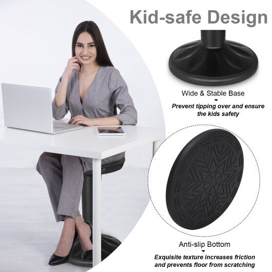 Adjustable Active Learning Stool Sitting Home Office Wobble Chair with Cushion Seat -Black W2B