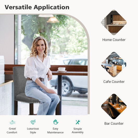 Set of 2 PVC Leather Bar Stools with Back for Kitchen Island