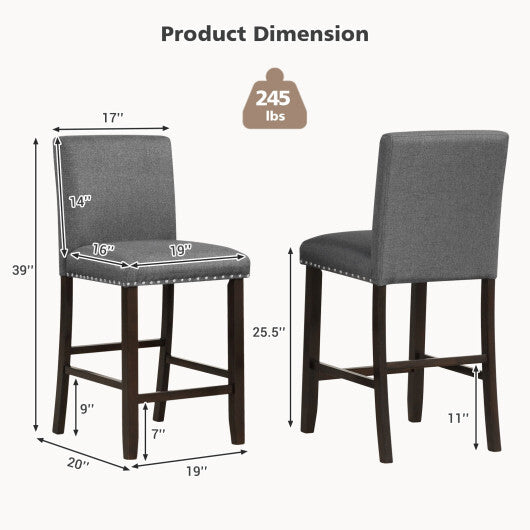 Set of 2 PVC Leather Bar Stools with Back for Kitchen Island