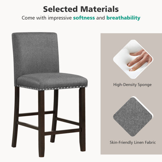 Set of 2 PVC Leather Bar Stools with Back for Kitchen Island