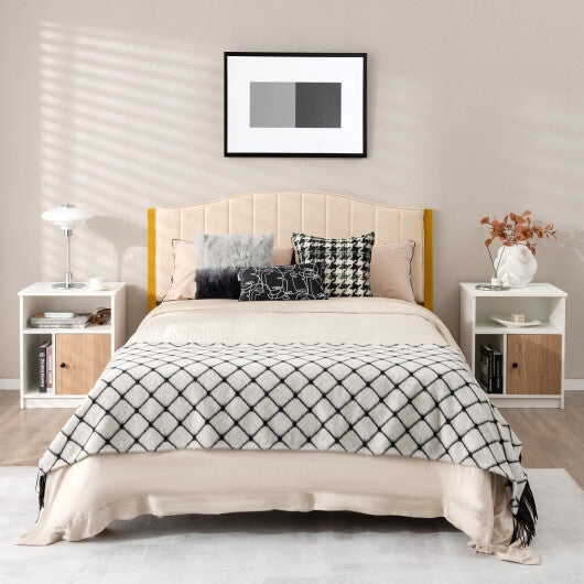 2 Pieces 25 Inch Tall Nightstands with Door and 2 Open Shelves-White - Color: White W2B