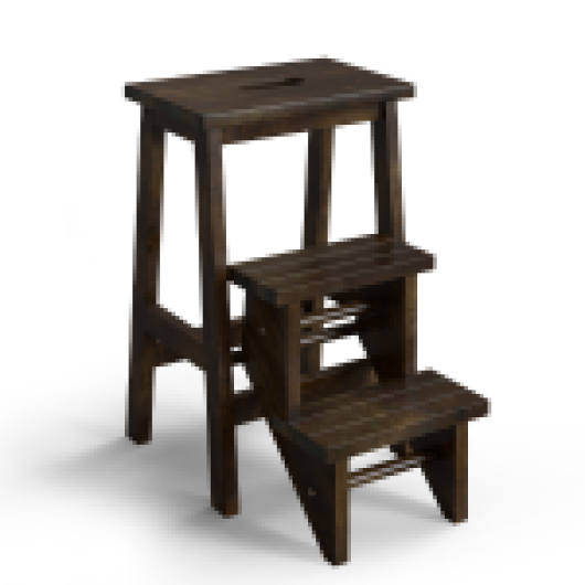 3-in-1 Rubber Wood Step Stool with Convenient Handle-Brown W2B