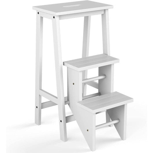3 Tier Step Stool 3 in 1 Folding Ladder Bench-White - Color: White W2B