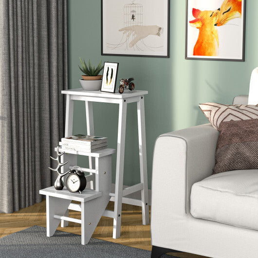 3 Tier Step Stool 3 in 1 Folding Ladder Bench-White - Color: White W2B