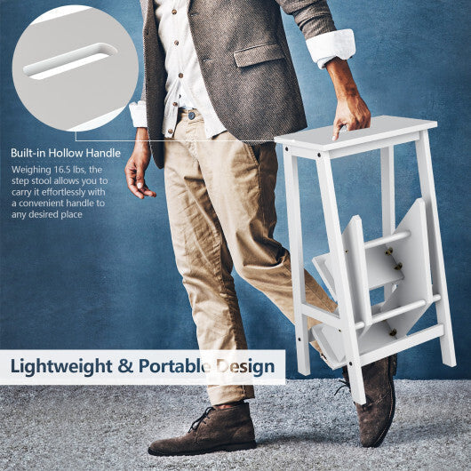 3 Tier Step Stool 3 in 1 Folding Ladder Bench-White W2B