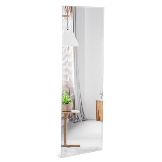43 x 15 Inch Wall Mounted Frameless Full Length Mirror - Color: Transparent W2B