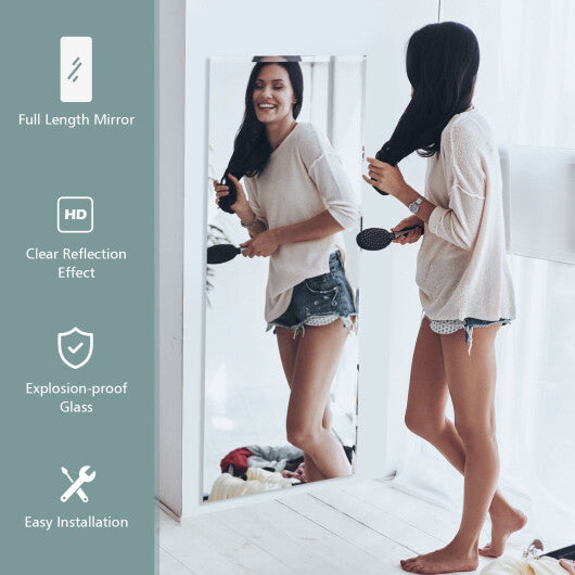 43 x 15 Inch Wall Mounted Frameless Full Length Mirror - Color: Transparent W2B