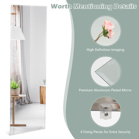 43 x 15 Inch Wall Mounted Frameless Full Length Mirror - Color: Transparent W2B