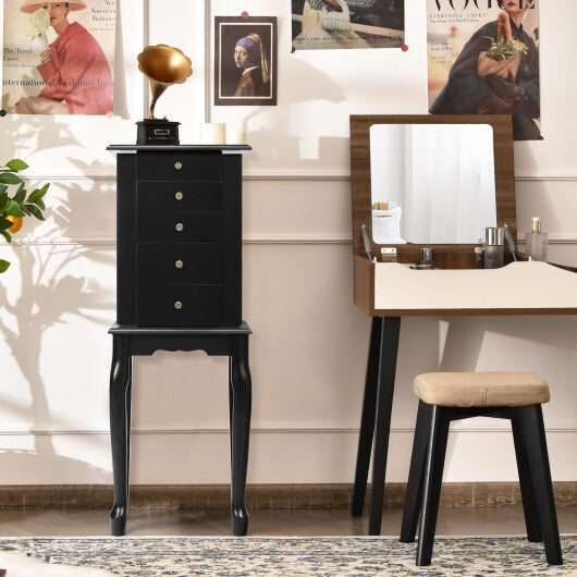 2 Colors Armoire Storage Standing Jewelry Cabinet with Mirror-Black - Color: Black W2B