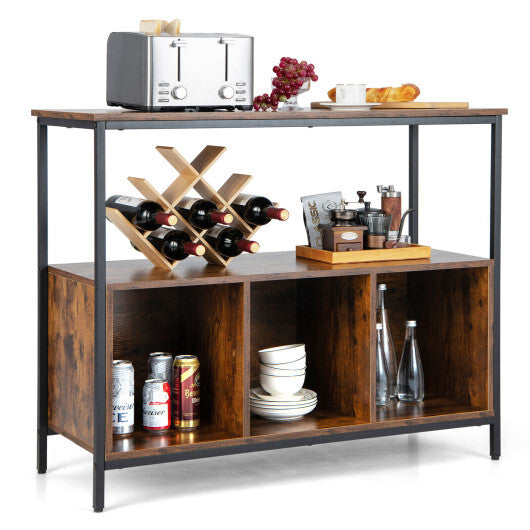 Modern Kitchen Buffet Sideboard with 3 Compartments-Rustic Brown - Color: Rustic Brown W2B