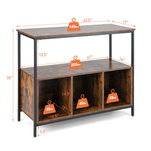Modern Kitchen Buffet Sideboard with 3 Compartments-Rustic Brown - Color: Rustic Brown W2B