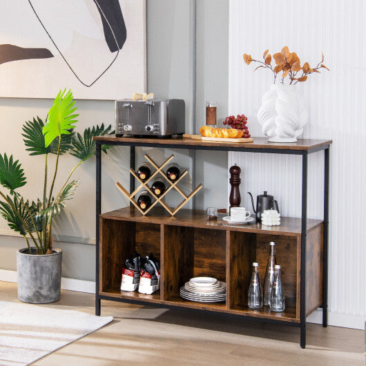 Modern Kitchen Buffet Sideboard with 3 Compartments-Rustic Brown W2B