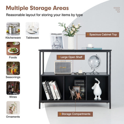 Modern Kitchen Buffet Sideboard with 3 Compartments-Rustic Brown W2B