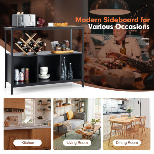 Modern Kitchen Buffet Sideboard with 3 Compartments-Rustic Brown W2B