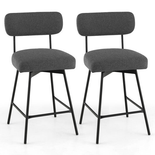 25 Inch 2-Piece Modern Upholstered Bar Stools with Back and Footrests-Beige
