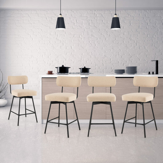 25 Inch 2-Piece Modern Upholstered Bar Stools with Back and Footrests-Beige - Color: Beige W2B