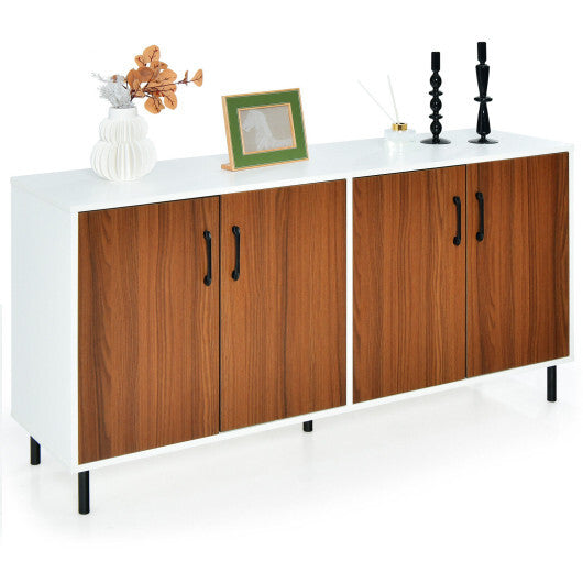 4-Door Kitchen Buffet Sideboard for Dining Room and Kitchen-White W2B