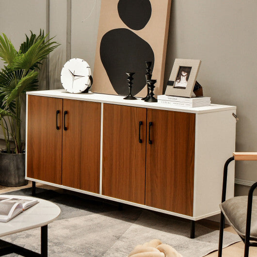 4-Door Kitchen Buffet Sideboard for Dining Room and Kitchen-White W2B