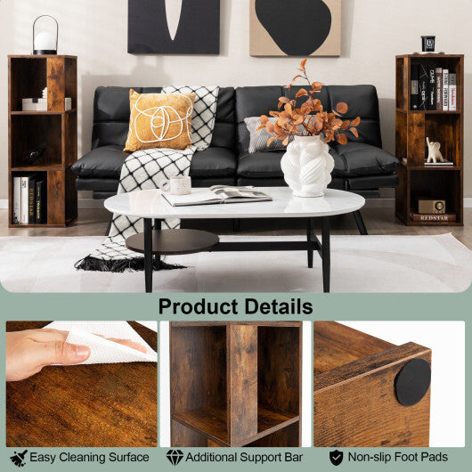 3-Tier 6 Cube Freestanding Bookcase with Anti-toppling Device-White