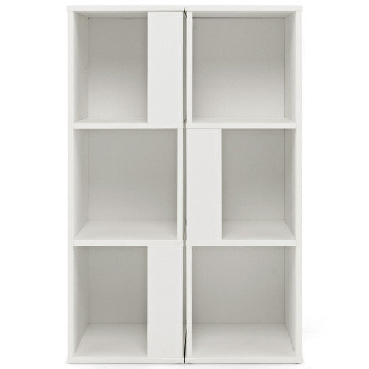 3-Tier 6 Cube Freestanding Bookcase with Anti-toppling Device-White