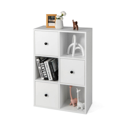 3-Tier Bookcase with Anti-toppling Device for Living Room-White - Color: White W2B