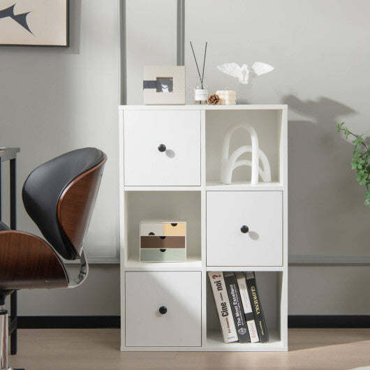 3-Tier Bookcase with Anti-toppling Device for Living Room-White - Color: White W2B