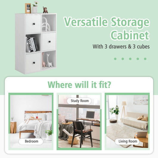 3-Tier Bookcase with Anti-toppling Device for Living Room-White - Color: White W2B