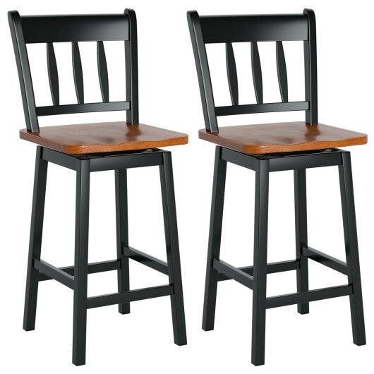 24.5 Inches Set of 2 Swivel Bar Stools with 360 Swiveling-Black
