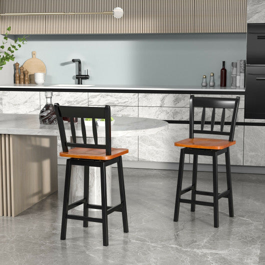 24.5 Inches Set of 2 Swivel Bar Stools with 360 Swiveling-Black