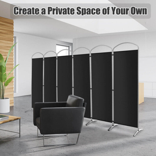 6 Feet 6-Panels Freestanding Folding Privacy Screen-Black W2B