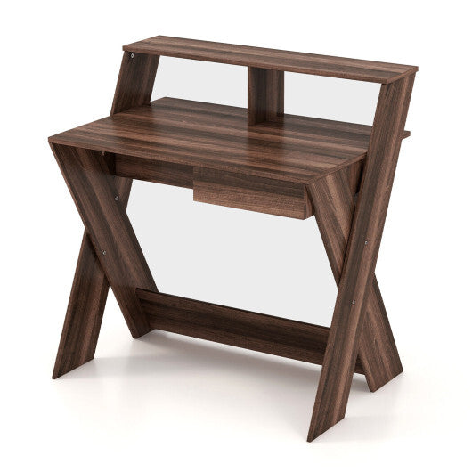 Small Computer Desk with Storage Drawer-Black