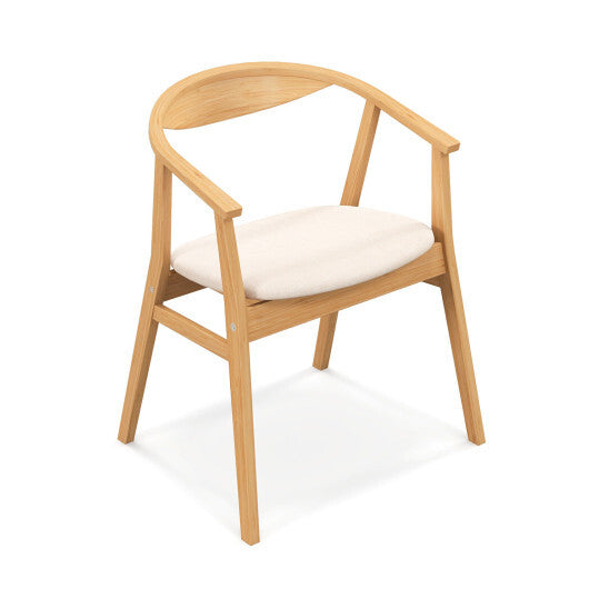 Bamboo Accent Chair with Armrest and Curved Backrest-Natural W2B