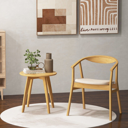 Bamboo Accent Chair with Armrest and Curved Backrest-Natural W2B
