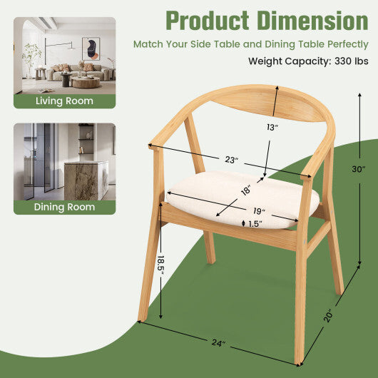 Bamboo Accent Chair with Armrest and Curved Backrest-Natural W2B