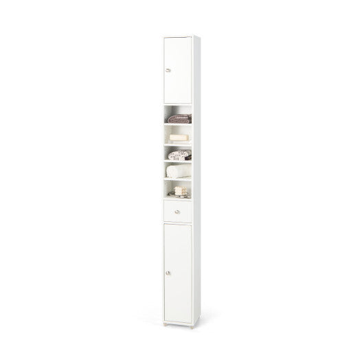 Freestanding Slim Bathroom Cabinet with Drawer and Adjustable Shelves-White W2B