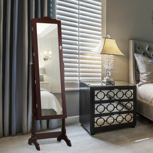 14 LED Jewelry Armoire Cabinet with Full Length Mirror and 4 Tilting Angles-White W2B