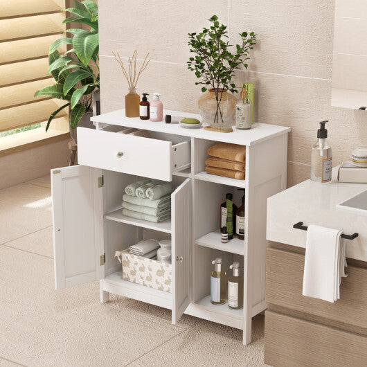 Bathroom Cabinet Floor Cabinet with Drawer and Open Compartments-White W2B