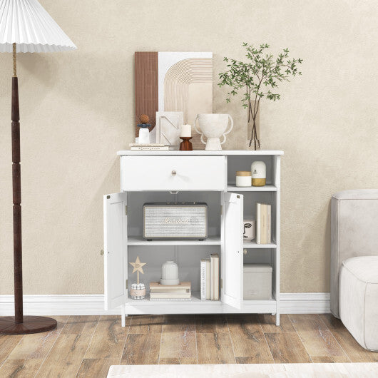 Bathroom Cabinet Floor Cabinet with Drawer and Open Compartments-White W2B