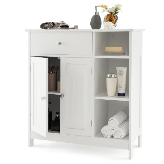 Bathroom Cabinet Floor Cabinet with Drawer and Open Compartments-White W2B